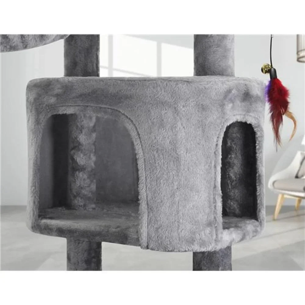 Cat Tree with Cat Condo Big Hammock and Two Replacement Spring Balls, 33.46